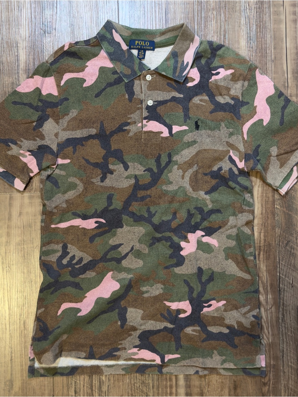 Polo by Ralph Lauren Men’s Pink & Green Camo Polo Shirt youth large